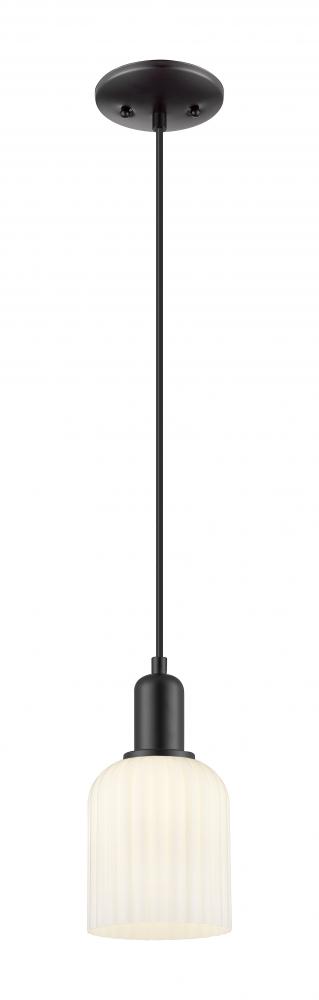 Bridal Veil - 1 Light - 6 inch - Matte Black - Cord hung - Mini Pendant