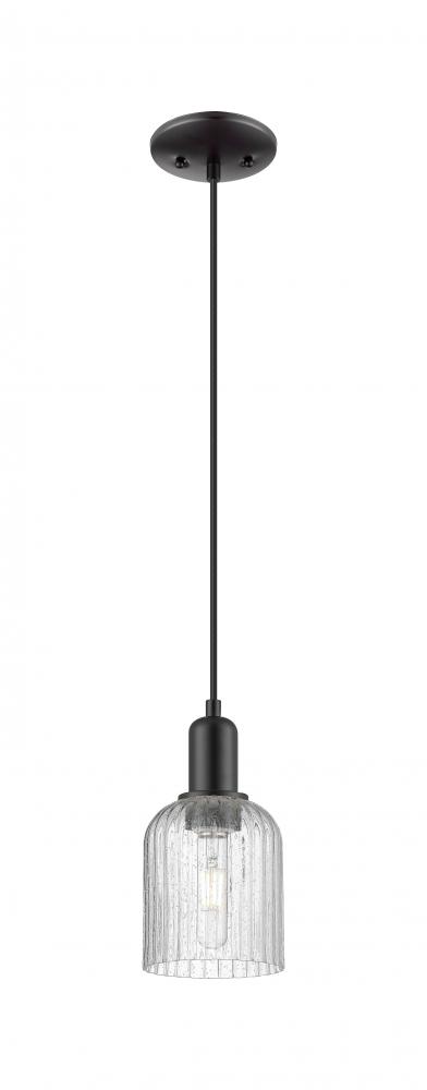 Bridal Veil - 1 Light - 6 inch - Matte Black - Cord hung - Mini Pendant