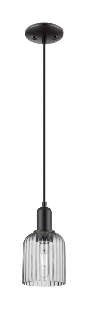 Bridal Veil - 1 Light - 6 inch - Matte Black - Cord hung - Mini Pendant