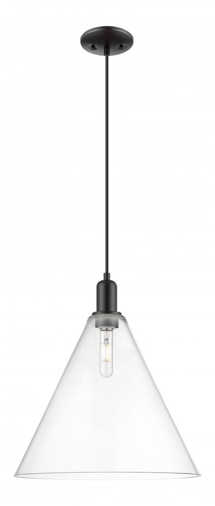 Berkshire Glass - 1 Light - 16 inch - Matte Black - Cord hung - Mini Pendant