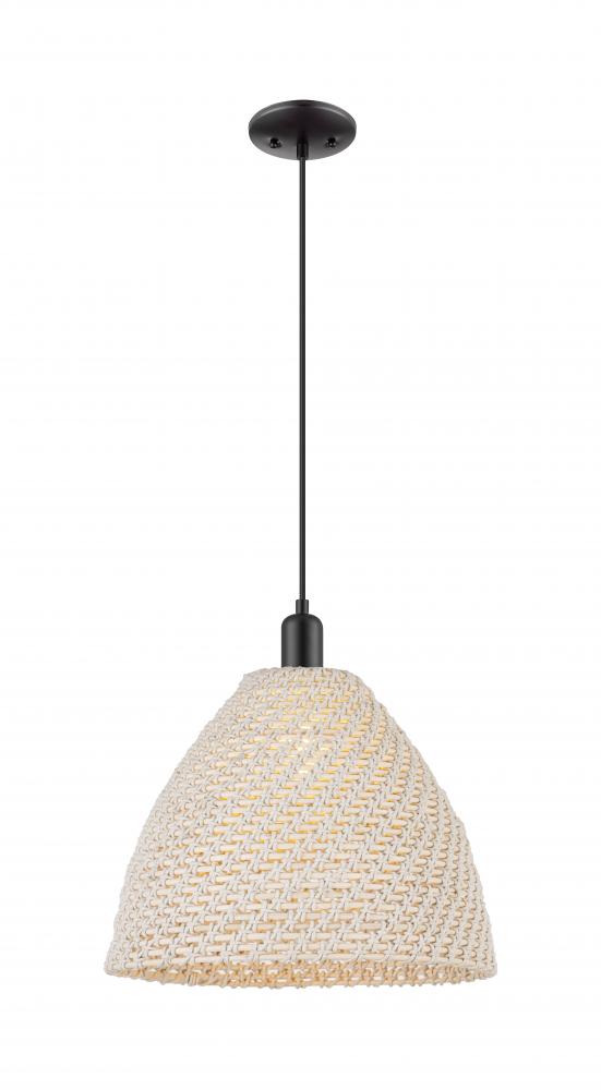 Bristol Natural - 1 Light - 6 inch - Matte Black - Cord hung - Mini Pendant