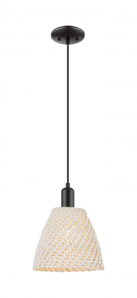 Bristol Natural - 1 Light - 6 inch - Matte Black - Cord hung - Mini Pendant