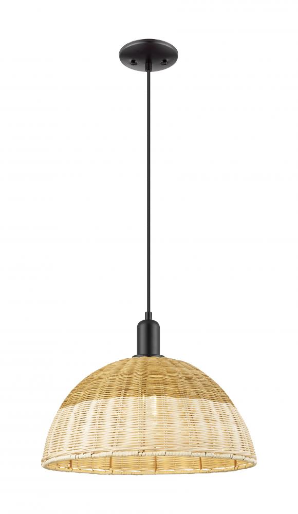 Natural Ballston Dome - 1 Light - 6 inch - Matte Black - Cord hung - Mini Pendant