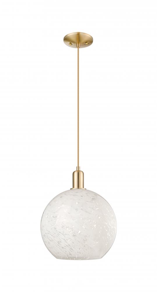 White Mouchette - 1 Light - 12 inch - Champagne Bronze - Cord hung - Mini Pendant