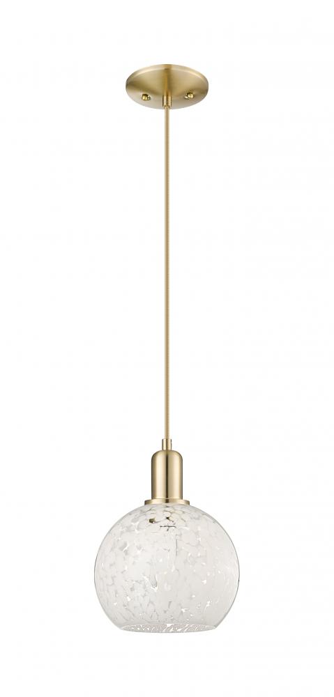 White Mouchette - 1 Light - 8 inch - Champagne Bronze - Cord hung - Mini Pendant