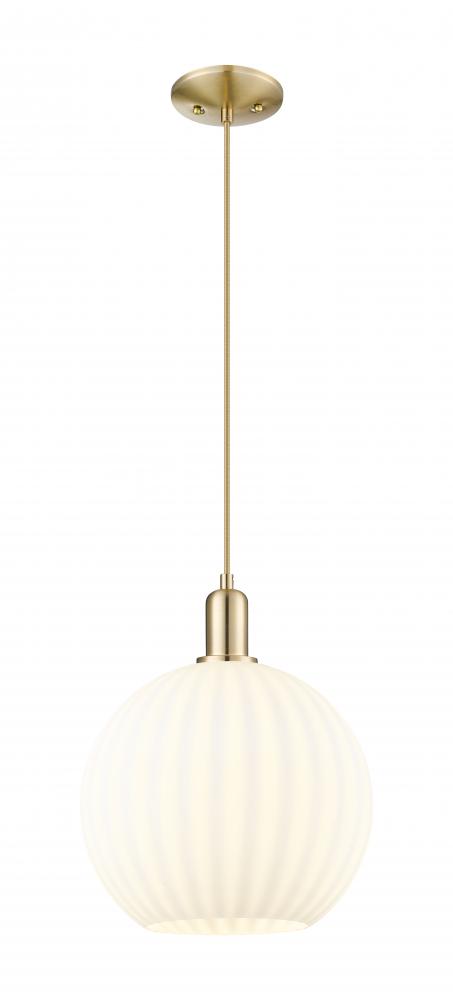 White Venetian - 1 Light - 12 inch - Champagne Bronze - Cord hung - Mini Pendant