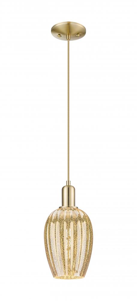 Preston Flute - 1 Light - 6 inch - Champagne Bronze - Cord hung - Mini Pendant