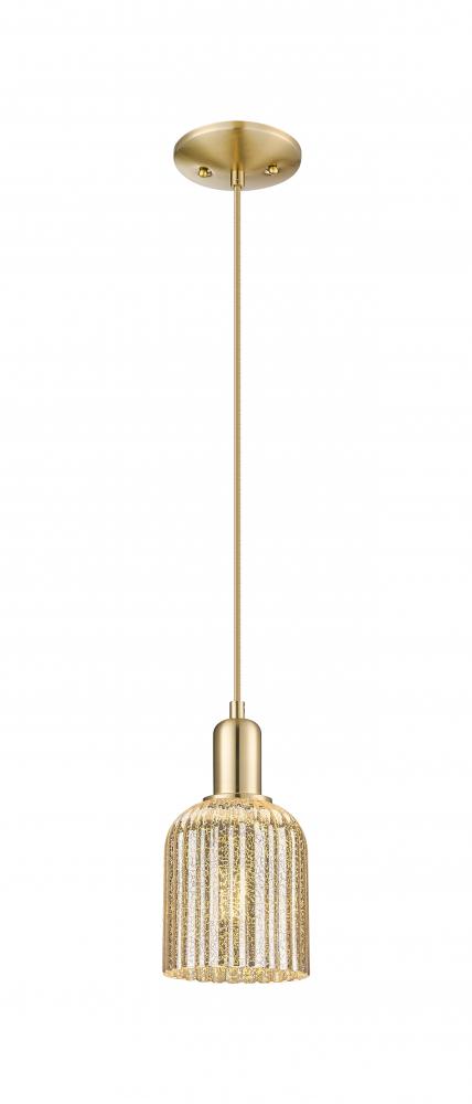 Bridal Veil - 1 Light - 6 inch - Champagne Bronze - Cord hung - Mini Pendant