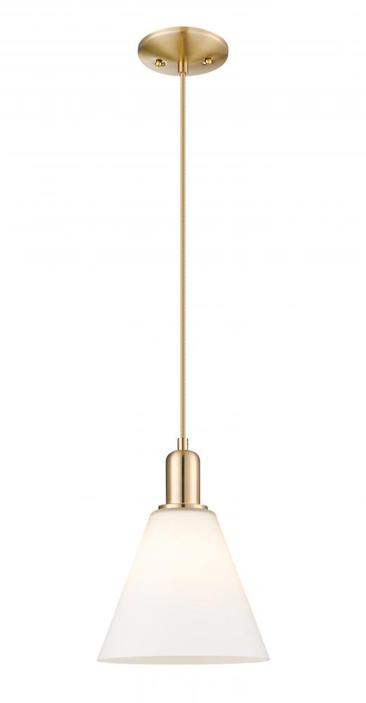 Berkshire Glass - 1 Light - 8 inch - Champagne Bronze - Cord hung - Mini Pendant