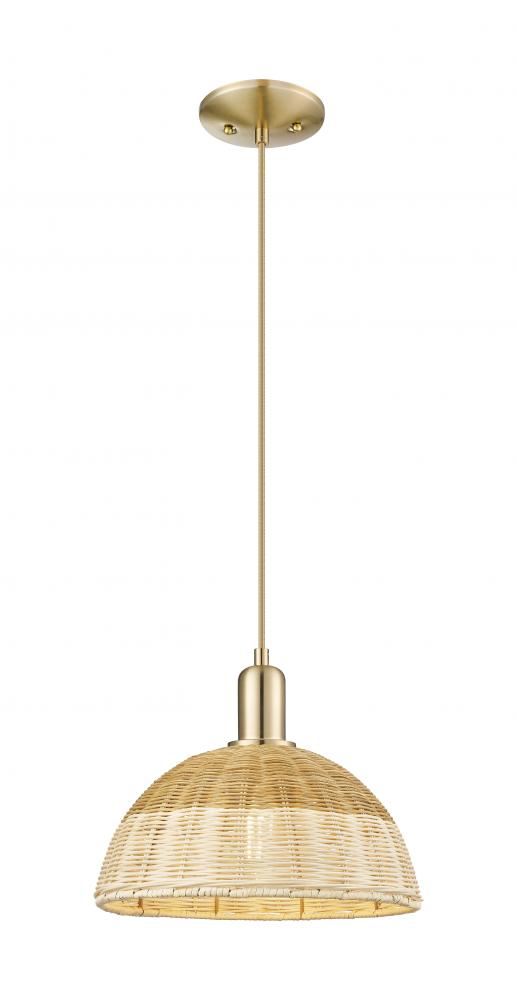 Natural Ballston Dome - 1 Light - 6 inch - Champagne Bronze - Cord hung - Mini Pendant