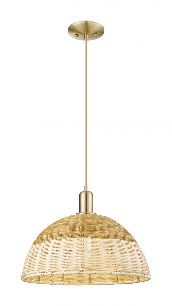Natural Ballston Dome - 1 Light - 6 inch - Champagne Bronze - Cord hung - Mini Pendant