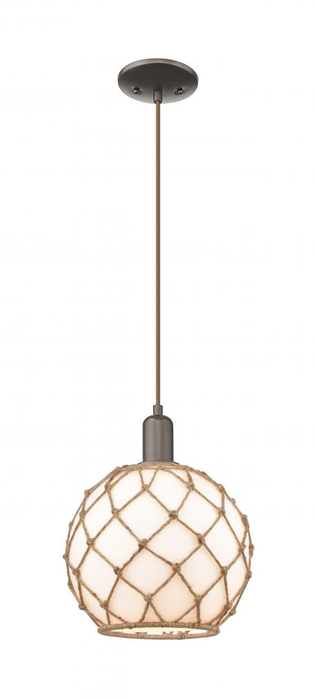Farmhouse Rope - 1 Light - 10 inch - Oil Rubbed Bronze - Cord hung - Mini Pendant