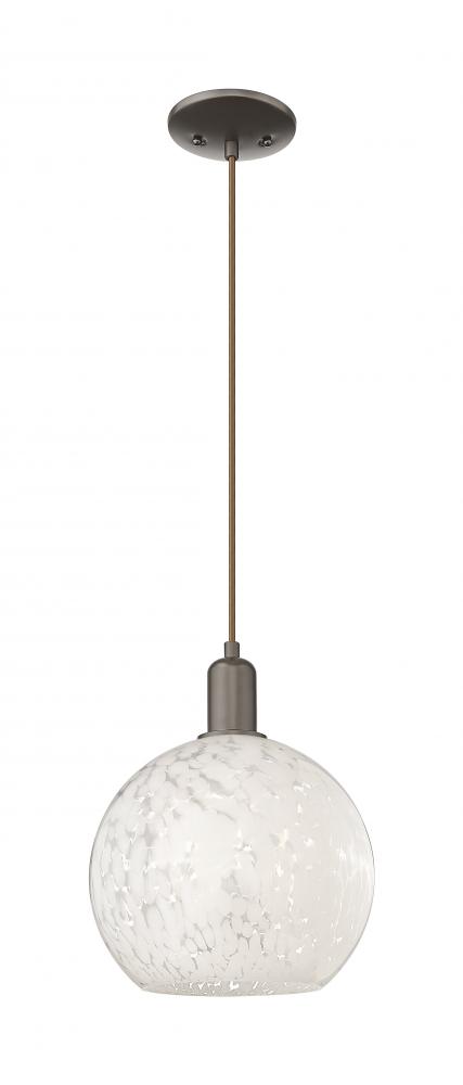 White Mouchette - 1 Light - 10 inch - Oil Rubbed Bronze - Cord hung - Mini Pendant