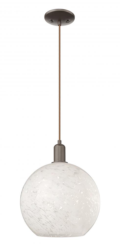 White Mouchette - 1 Light - 12 inch - Oil Rubbed Bronze - Cord hung - Mini Pendant