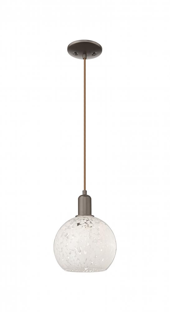 White Mouchette - 1 Light - 8 inch - Oil Rubbed Bronze - Cord hung - Mini Pendant