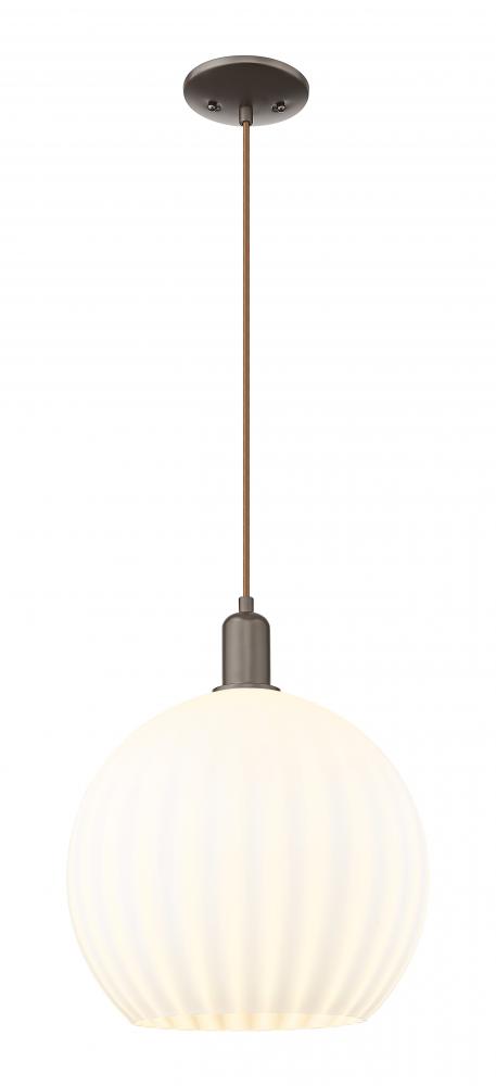 White Venetian - 1 Light - 14 inch - Oil Rubbed Bronze - Cord hung - Mini Pendant