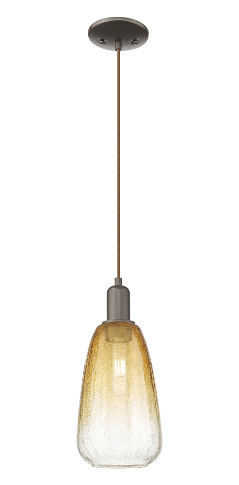 Brookhaven Almond - 1 Light - 6 inch - Oil Rubbed Bronze - Cord hung - Mini Pendant