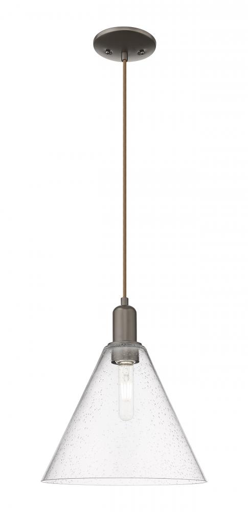Berkshire Glass - 1 Light - 12 inch - Oil Rubbed Bronze - Cord hung - Mini Pendant
