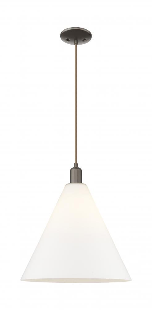 Berkshire Glass - 1 Light - 16 inch - Oil Rubbed Bronze - Cord hung - Mini Pendant