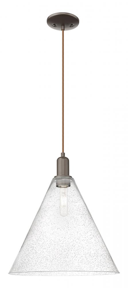 Berkshire Glass - 1 Light - 16 inch - Oil Rubbed Bronze - Cord hung - Mini Pendant