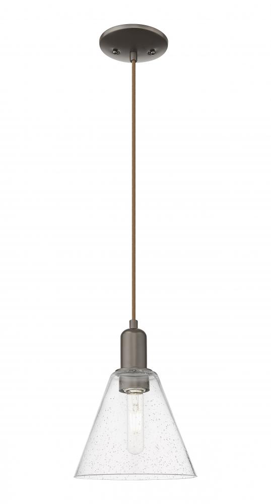 Berkshire Glass - 1 Light - 8 inch - Oil Rubbed Bronze - Cord hung - Mini Pendant