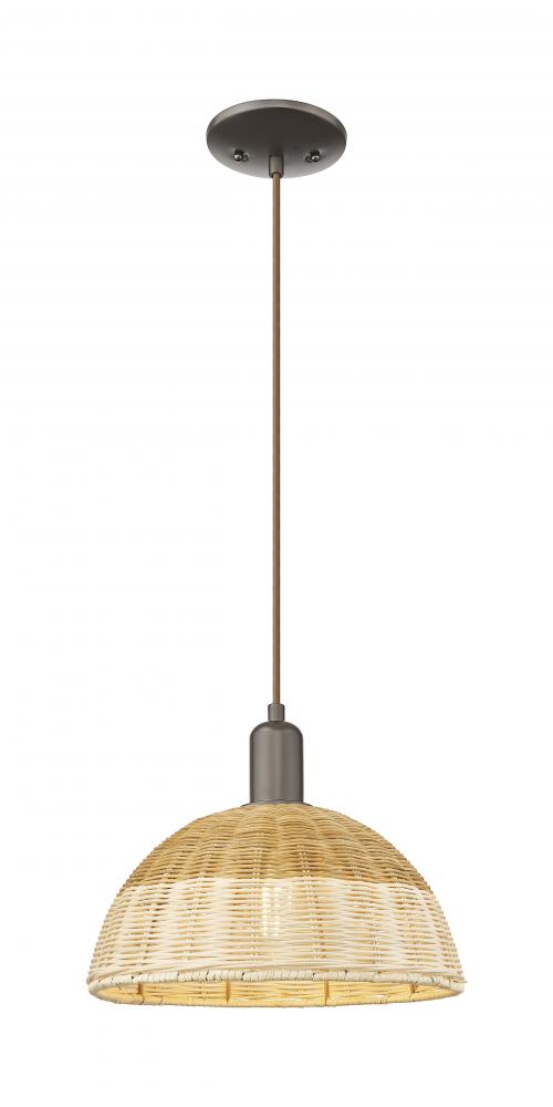 Natural Ballston Dome - 1 Light - 6 inch - Oil Rubbed Bronze - Cord hung - Mini Pendant