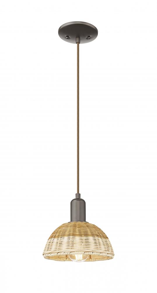 Natural Ballston Dome - 1 Light - 6 inch - Oil Rubbed Bronze - Cord hung - Mini Pendant