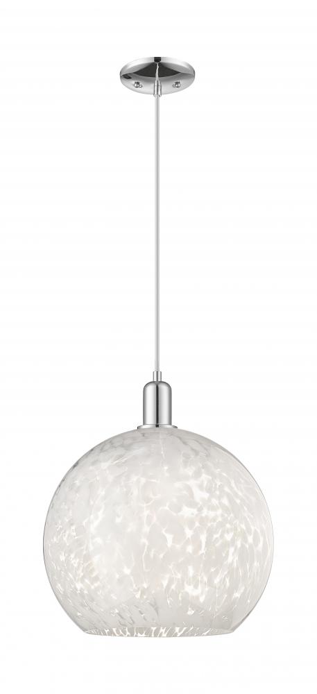 White Mouchette - 1 Light - 14 inch - Polished Chrome - Cord hung - Mini Pendant