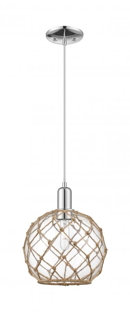 Farmhouse Rope - 1 Light - 10 inch - Polished Chrome - Cord hung - Mini Pendant