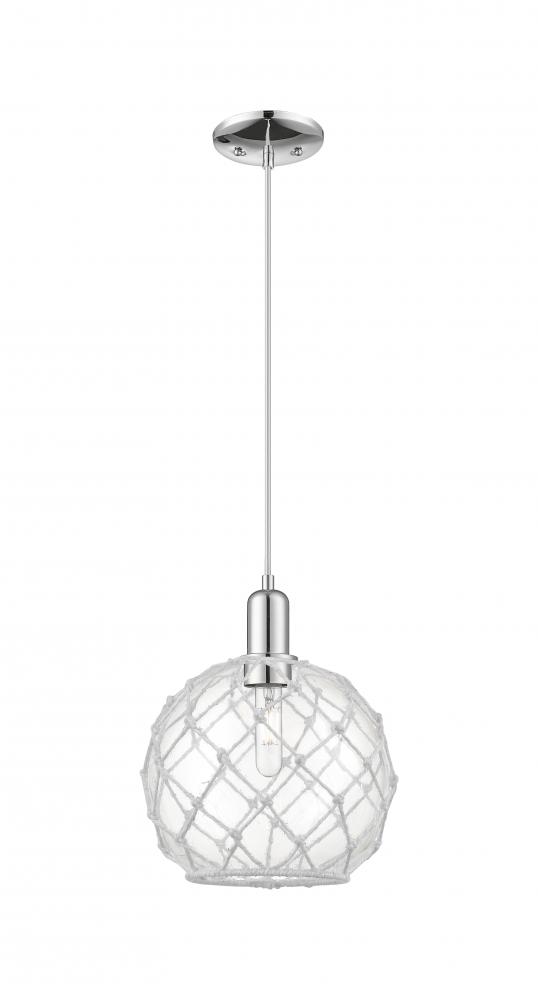 Farmhouse Rope - 1 Light - 10 inch - Polished Chrome - Cord hung - Mini Pendant