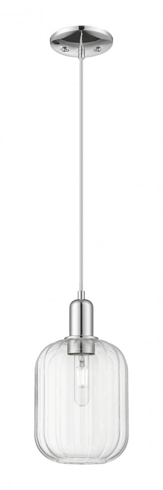 Preston Cylinder - 1 Light - 6 inch - Polished Chrome - Cord hung - Mini Pendant