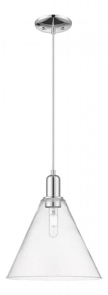 Berkshire Glass - 1 Light - 12 inch - Polished Chrome - Cord hung - Mini Pendant