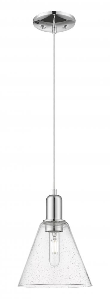 Berkshire Glass - 1 Light - 8 inch - Polished Chrome - Cord hung - Mini Pendant