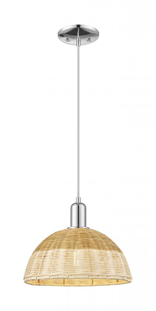 Natural Ballston Dome - 1 Light - 6 inch - Polished Chrome - Cord hung - Mini Pendant