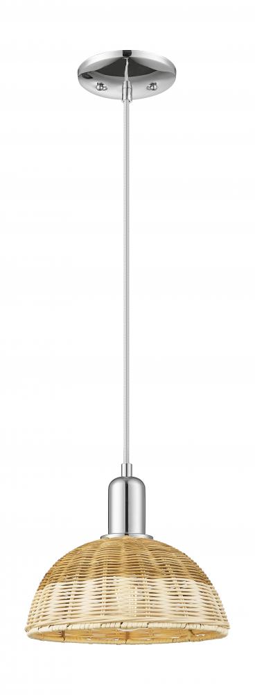 Natural Ballston Dome - 1 Light - 6 inch - Polished Chrome - Cord hung - Mini Pendant