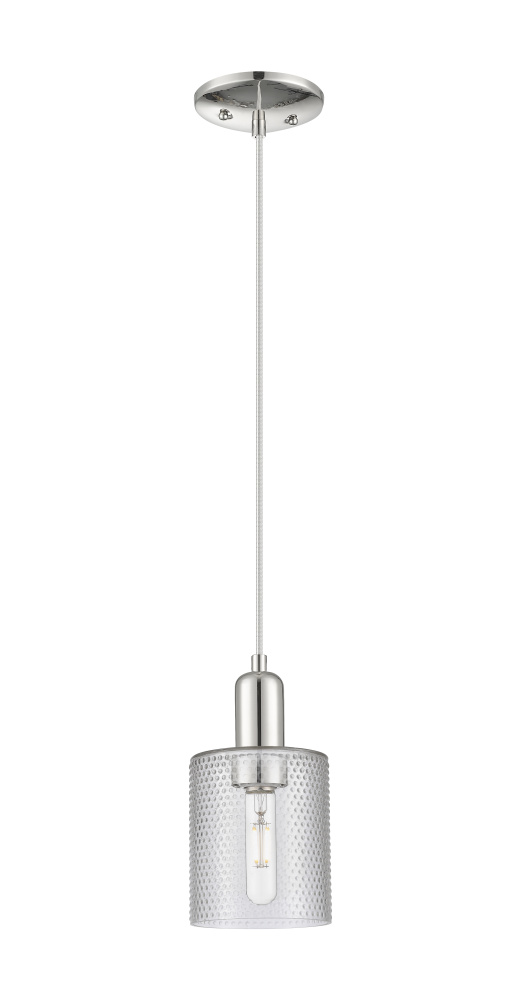 Cobbleskill - 1 Light - 5 inch - Polished Nickel - Cord hung - Mini Pendant