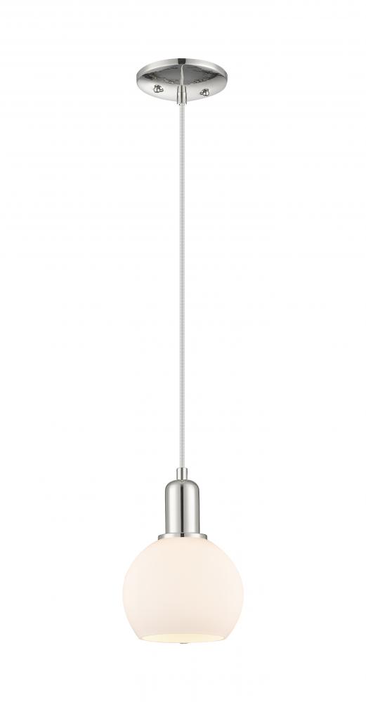 Athens - 1 Light - 6 inch - Polished Nickel - Cord hung - Mini Pendant