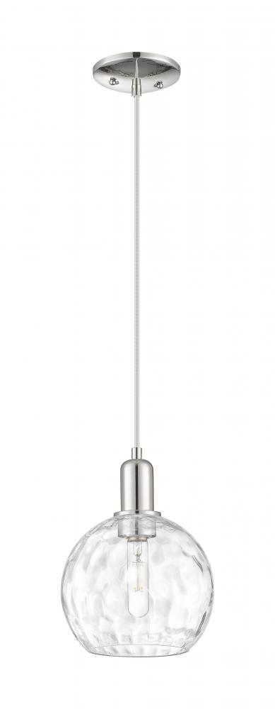 Athens Water Glass - 1 Light - 8 inch - Polished Nickel - Cord hung - Mini Pendant