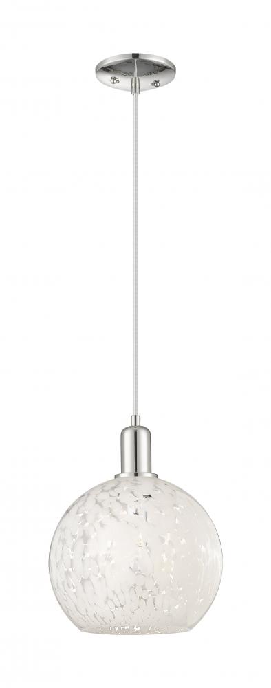 White Mouchette - 1 Light - 10 inch - Polished Nickel - Cord hung - Mini Pendant