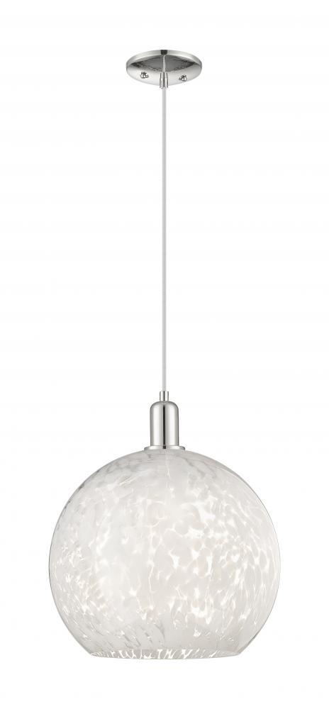 White Mouchette - 1 Light - 14 inch - Polished Nickel - Cord hung - Mini Pendant