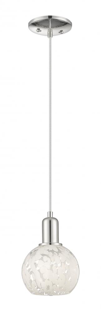 White Mouchette - 1 Light - 6 inch - Polished Nickel - Cord hung - Mini Pendant