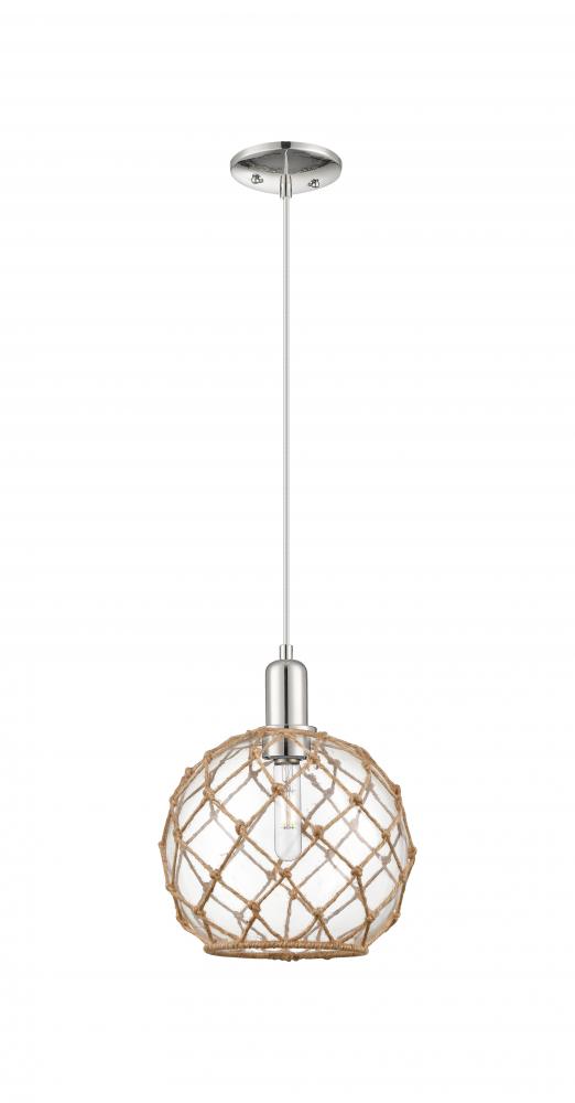 Farmhouse Rope - 1 Light - 10 inch - Polished Nickel - Cord hung - Mini Pendant
