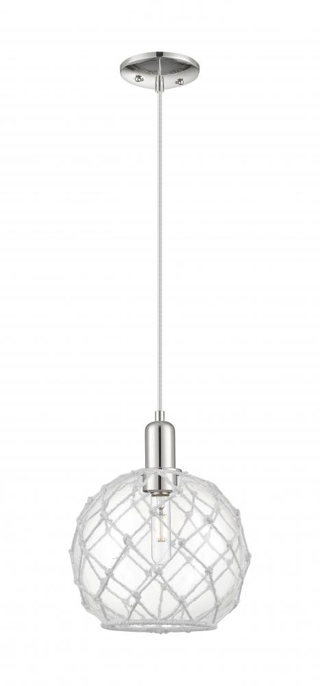 Farmhouse Rope - 1 Light - 10 inch - Polished Nickel - Cord hung - Mini Pendant