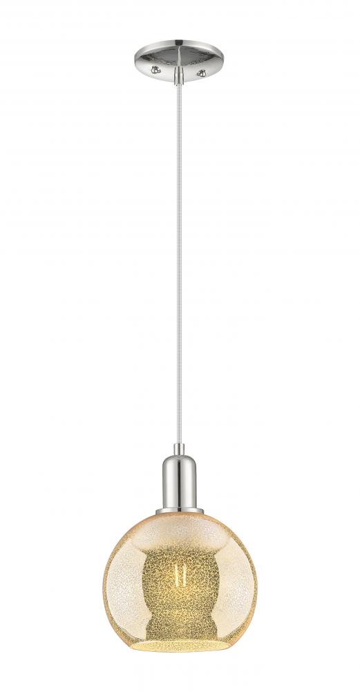 Athens - 1 Light - 8 inch - Polished Nickel - Cord hung - Mini Pendant