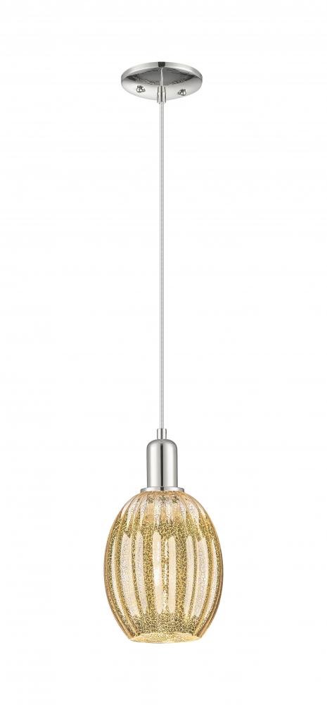 Preston Bulb - 1 Light - 6 inch - Polished Nickel - Cord hung - Mini Pendant