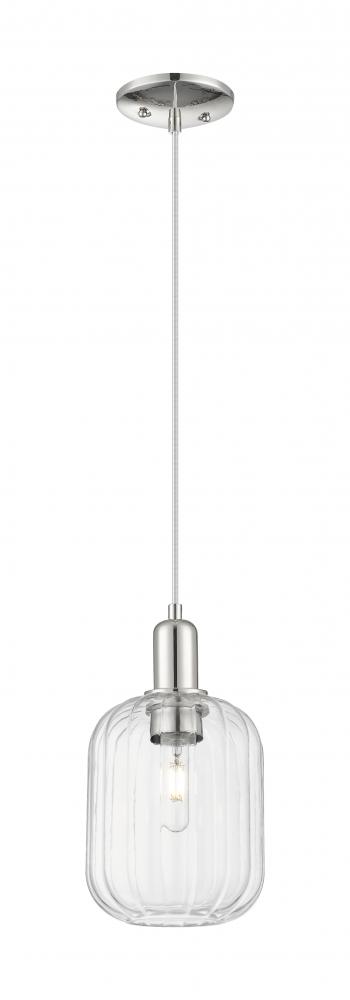 Preston Cylinder - 1 Light - 6 inch - Polished Nickel - Cord hung - Mini Pendant
