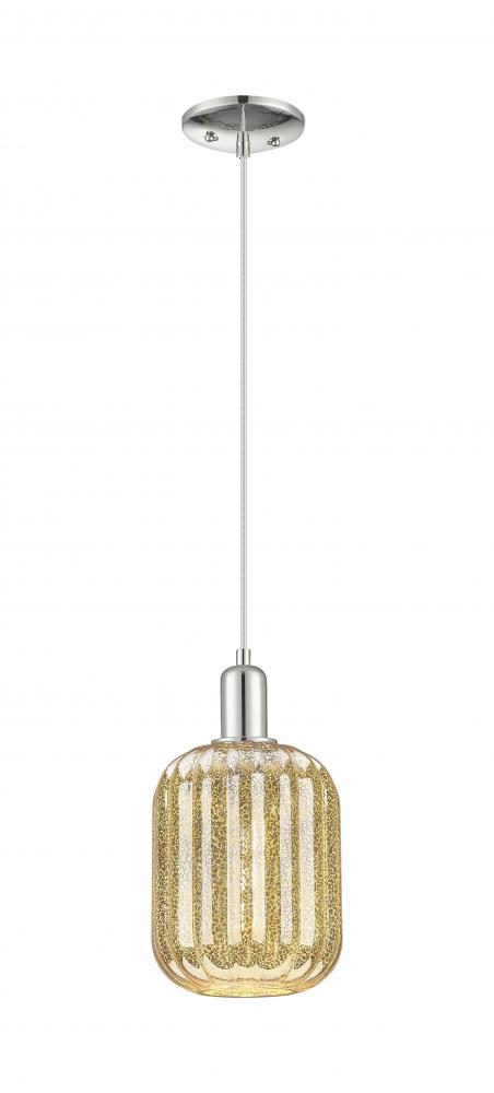 Preston Cylinder - 1 Light - 6 inch - Polished Nickel - Cord hung - Mini Pendant