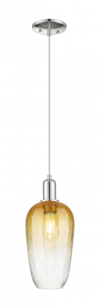 Brookhaven Flute - 1 Light - 6 inch - Polished Nickel - Cord hung - Mini Pendant