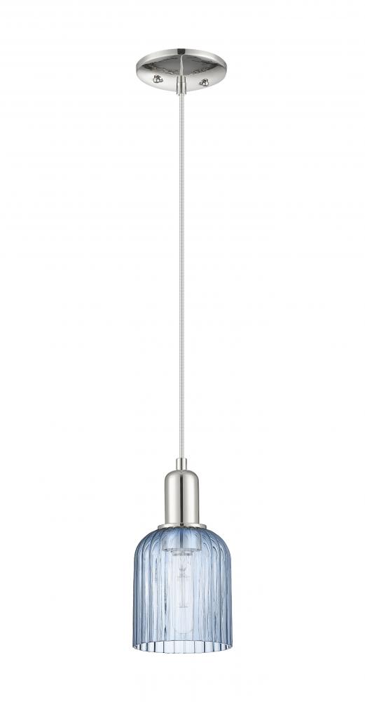 Bridal Veil - 1 Light - 6 inch - Polished Nickel - Cord hung - Mini Pendant