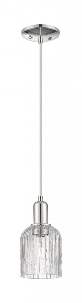 Bridal Veil - 1 Light - 6 inch - Polished Nickel - Cord hung - Mini Pendant